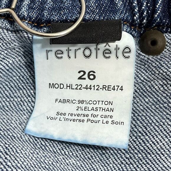 NWT Retrofête Carter Pant Jeans in Dark Bluejay Size 26 High Rise Barrel Jogger - Picture 12 of 13